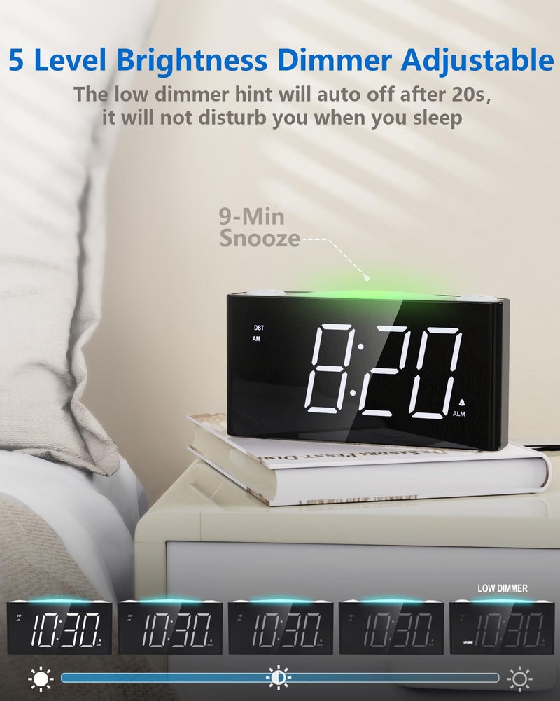 Mesqool Digital Alarm Clock for Bedroom, 7.5" Big Display, 7-Color Night Light,USB & Type C Charger, Dimmer,12/24 H,Plug-in Easy to Set Alarm Clock for Teens, Kids, Heavy Sleepers - Image 2